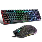 Gaming Keyboard and Mouse Combo CHONCHOW Rainbow LED Backlit USB Wired Key Board with Mice Compatible with PS4 Xbox one PC Computer Gamers (104 Key black366)