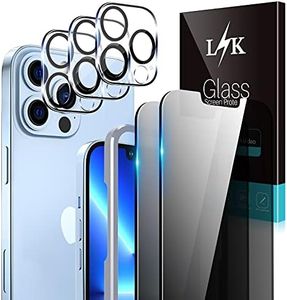 LϟK 2 Pack Privacy Screen Protector Compatible for iPhone 13 Pro Max 5G 6.7 inch with 3 Pack Camera Lens Protector Tempered Glass Film, Case Friendly, Installation Tray