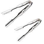 2 Pieces Food Tongs Stainless Steel Tongs Mini Ice Tongs Used for Easy to Cook Grill Buffet Ice Cubes Oven(6”and 8”)