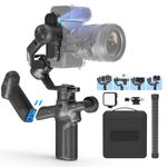 FeiyuTech SCORP Mini 3 Pro Camera Gimbal Kit w/AI Tracking, Detachable Touchscreen Handle, 4.4lb Payload, Gimbal Stabilizer for Mirrorless Cameras, Smartphone, Action Cam (Bag+Light+Pole Included)