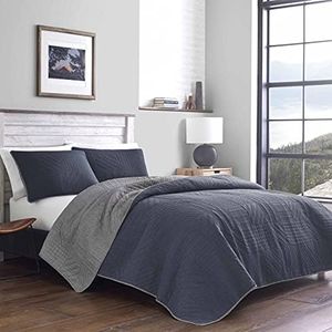 Eddie Bauer | Hidden Lake Collection | Quilt Set - Reversible & Light-Weight Quilt Bedspread with Matching Shams, 3-Piece Bedding Set, Pre-Washed for Extra Comfort, Queen, Blue