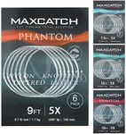 Maximumcatch Fly Fishing Tapered Leader with Loop: 15ft/12ft/9ft/7.5ft,5 PCS (0X-7X) (9ft, 4X (5pcs))