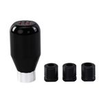 Possbay 5 Speed Manual Gear Knob Universal Gear Shifter Stick Car Shifter Adapter with 3 Adapters 7mm 11mm 12mm for Cars Aluminum Alloy(Black)