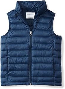 Amazon Essentials Boys' Lightweight Water-Resistant Packable Puffer Vest, Navy, Medium