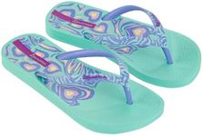 Ipanema Ana Nostalgic Hearts Kids Flip Flops - Stylish & Comfortable Summer Footwear for Children, Non-Slip Sole, Water Resistant, Durable Material for Active Play, Green/Blue, 2