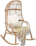 YITAHOME Rocking Egg Chair Outdoor, 370lbs Capacity Wicker Patio Basket Chair, All-Weather Small Egg Lounger Chair for Indoor Outside (Beige)