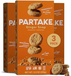 Gluten Free Partake Crunchy Ginger Snap - Vegan - Free From the Top 9 Allergens Including Dairy, Wheat, Soy, Eggs, & Peanuts - Non GMO - Safe School & Office Snack (3 Pack, 5.5 oz Boxes)