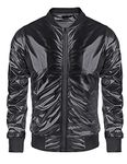 COOFANDY Mens Coat Metallic 70s Disco Christmas Party Hip Hop Jacket Zip-up Varsity Bomber Jacket