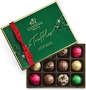 Godiva Chocolatier Holiday Truffle Flight - 12 Piece Limited Edition Assorted Gift Box – Gourmet Dark, Milk and White Chocolate Truffles for Chocolate Lovers