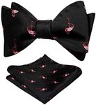 Alizeal Mens Animal Bow Tie Set Flamingo SELF-TIED Bowtie and Hanky for Wedding-Black