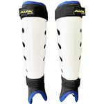 A L F A SH 01 Plastic Washable Hockey SHIN Guards with Velcro Strap (Medium, White)