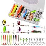 Fishing Lures Kit 29pcs Assorted Artificial Fishing Baits Set Including Hard Baits Soft Lures Jig Heads Swivel With Snaps Freshwater Saltwater Fishing Accessories