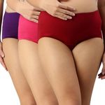 Morph Maternity Hygiene Panties for Pregnancy | Hygiene Anti-Bacterial, Anti-Microbial & Moisture Wicking | Full Coverage | Soft Comfy Cotton | Pack of 3 | Maroon, Magenta & Dark Pink | XL