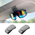 Car Sunglasses Holder, 2 Pack Glasses Hanger Clip for Car Sun Visor with Magnetic Leather Adsorption, Ticket Card Clip Eyeglass Mount, Auto Travel Organizer Essentials Accessories