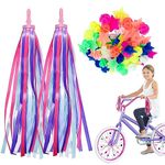 Kids Bike Accessories Set, 2 Pack Bike Tassels + 36Pcs Spoke Beads for Kids Girls, Rainbow Bike Accessories Colorful Tassel Ribbons Bicycle Clip Beads Kids Bike Accessories for Micro Scooter Tricycle