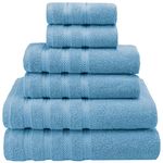 American Soft Linen, Luxury Hotel & Spa Quality, 6 Piece Kitchen & Bathroom Turkish Genuine Cotton Towel Set, for Maximum Softness & Absorbency, [Worth $72.95] Sky Blue