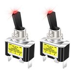 DaierTek 30 Amp Heavy Duty DC Toggle Switch, 12V 30A Lighted Toggle Switch with Red LED 12 Volt for Automotive Car Truck Vehicle UTV -2pcs