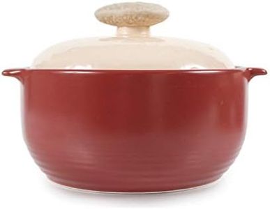 Neoflam Kiesel 2qt Non-Stick Ceramic Casserole Pot, Dutch Oven, Clay Pot, Stockpot for Stew, Soup, Steam, Scratch Resistant, Oven Safe, Heat Resistant, Plum