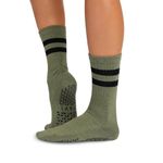 TAVI NOIR Kai Fashion Crew Grip Socks, Small, Olive Green, Olive Green, Small