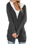 CHICZONE Women Cardigan Sweater Ladies Hooded Long Sleeve Chunky Knit Fall Winter Fashion Coat Solid Work Lightweight Cute Cardigans Jacket Charcoal Grey Large