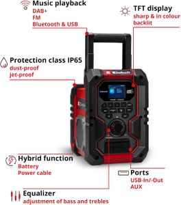 Einhell Cordless Site Radio – DAB+ FM Portable Speaker