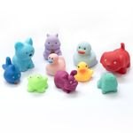 Amazon Brand - Jam & Honey Baby Bath Toy Set of 10 for Toddlers I Colorful Combo of Farm Animals I Floating Bath Chuchu Toys (Multicolor)