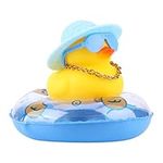 KINBOM Rubber Duck Car Ornament, Car Duck Decoration Dashboard Duck Yellow Duck Décor for Car Dashboard Office Bedroom Boys Girls Kids Bathing Toy (Blue Transparent Swim Ring)