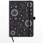 A5 Notebook New Moon Sun and Stars Journal Night Sky Spiritual celestial Lined Hardback Journal Notepad Note Book Notes Diary Pad