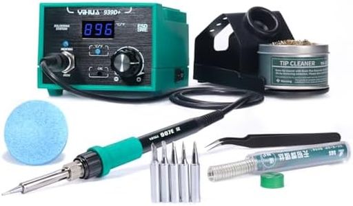YIHUA 939D+ Digital Soldering Station, 75W Equivalent with Precision Heat Control (392°F to 896°F) and Built-in Transformer. ESD Safe, Lead Free with °C/°F display (Green)