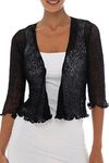 Back From Bali Womens Sheer Shrug Cardigan Lightweight Knit, Black, One Size