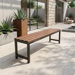 s k grill art 3-Seater Bench for Office Visitors, Garden Sitting FRP Fiber Strip Seat Bench for Indoor & Outdoor Heavy-Duty Iron Frame Multipurpose Seating for Home, Balcony,& Waiting Area