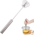 Stainless Steel Semi-Automatic Whisk, 2024 New Stainless Steel Egg Whisk Hand Push Rotary Whisk Blender, Hand Push Mixer Stirrer Tool for Cooking Kitchen Home Egg Milk (10in)