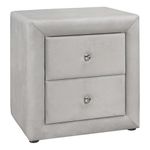 Monarch Specialties I 5606 Bedroom Accent, Nightstand, End, Side, Lamp, Storage Drawer, Bedroom, Upholstered, Velvet, Grey, Transitional