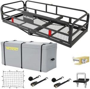 Wildroad 60"x24"x14" Hitch Cargo Carrier, Fits 2" Receiver - Cargo Bag Set | 500-lb Load Capacity, High Side Rails, Folding Cargo Basket, Waterproof Cargo Bag, Heavy-Duty Steel Construction