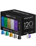 Rosso Coffee Capsules for Nespresso Original Machine - 120 Gourmet Espresso Pods, Compatible with Nespresso Original Line Machines (Variety Pack)