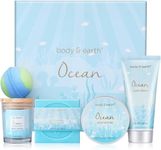 BODY & EARTH Pamper Gifts for Women, 5 Pcs Ocean Bath Spa Gift Set Includes Scented Candle, Body Butter, Gifts for Women, Birthday gifts for women, Gift Sets for Women, Christmas Gifts for Women