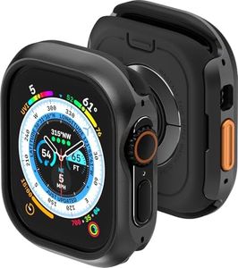 MAGEASY Aircraft-Grade Aluminum Rugged Case for Apple Watch Ultra 2, Apple Watch Ultra 49mm | 2 in 1 Metal Hard Shell with Shockproof Inner Bumper for Max Protection, Odyssey - Midnight Black