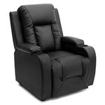 More4Homes - OSCAR Pushback Recliner Armchair - Sofa Chair for Living Room & Bedroom - Recliner with Drink Holders - Bonded Leather, Black