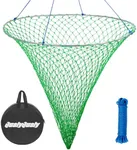 QualyQualy Bridge and Pier Fishing Net, Foldable Drop Net for Pier Fishing with Rope, Landing Net with Soft Steel Hoop and Nylon Mesh (39''×36''