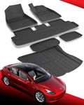 TAPTES 2024 All-Weather Floor Mats for Tesla Model 3 Highland, RHD Floor Mats for 2024 Model 3 Highland, Floor Liners And Cargo Mats for Model 3 Highland Full Set 6 Pcs Floor Mats And Cargo Mats