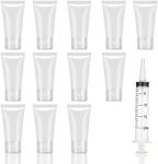 Jadsy Creations - (12pcs per pack) 100ml CLEAR Empty Cosmetic Tubes with free Syringe Soft Tubes Container Bottle Vial Jar with Flip Cap Storage for Shower Gel Body Lotion Cleanser Shampoo 100ml CLEAR