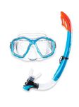 Two Bare Feet PVC Snorkel and Mask Set for (Adults) – Premium Anti-Fog Diving Gear with Adjustable Fit, Leak-Proof PVC Snorkel, Perfect for Snorkelling, Swimming, Scuba & Freediving (Aqua)