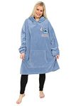 Disney Lilo and Stitch Ladies Blue Hoodie, Oversized Fleece Blanket Hoodie