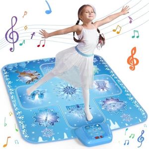 GirlsHome Dance Mat - Frozen Toys for Girls Electronic Dance Pad with 5 Game Modes, Built-In Music, Touch Sensitive Light Up LED Kids Musical Mat, Christmas & Birthday Gift for Girls 3-12 -Frozen Blue