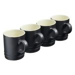 Cooks Professional 4 Piece Mug Set | Made from Durable Stoneware | 350ml | Matt Black