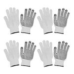 HOMESHOPA Cotton/Polyester Work Gloves with PVC Dots, 4 Pair White Protective Safety Knit Gloves, Non Slip Grip Breathable Multipurpose Gripper Working Gloves for Factory Warehouse Gardening, Multifit