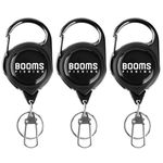 Booms Fishing RG1 Fly Fishing Zinger Retractor - Retractable Tether 3pcs Black