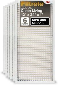 Filtrete Clean Living Basic Dust AC Furnace Air Filter, MPR 300, 12 x 24 x 1-Inches, 6-Pack