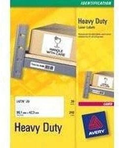 Avery White Heavy Duty Labels - Laser - L4774 - Etiquetas de Impresora (Color Blanco, Laser)