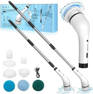 HECHOBO Electric Spin Scrubber, Cordless Cleaning Brush with Adjustable Extension Arm 8 Replaceable Cleaning Heads, Power Cleaning for Cleaning Tub, Tile, Floor, Bathtub, Window B4A1